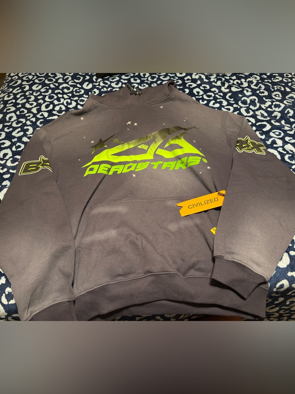 Men’s Crewneck Sweatshirt in Black with Neon Green Logo